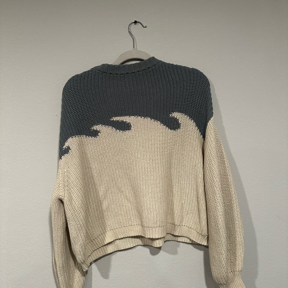 Back Beat Co Wave Sweater, blue and cream